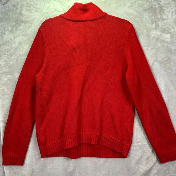 LAUREN RALPH LAUREN WOMEN'S XL ASYMMETRICAL WRAP CARDIGAN SWEATER RED GOLD VTG - Picture 2 of 14